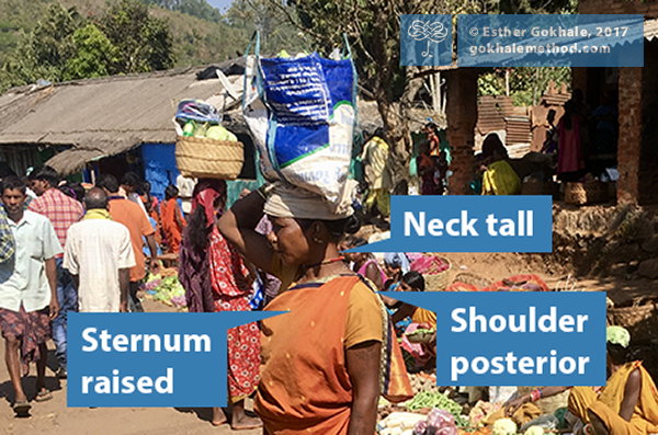 Woman headloading in Odisha market, India