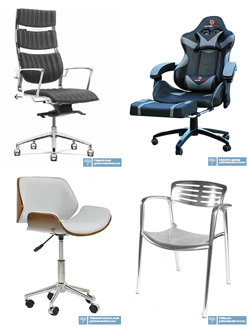 Four chairs of poor design for spinal health.