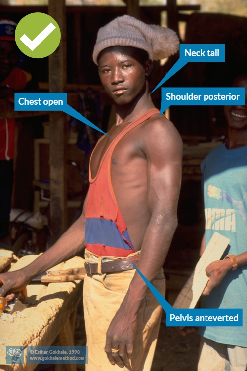 Photo of carpenter (Burkina Faso) standing with shoulders rested back.