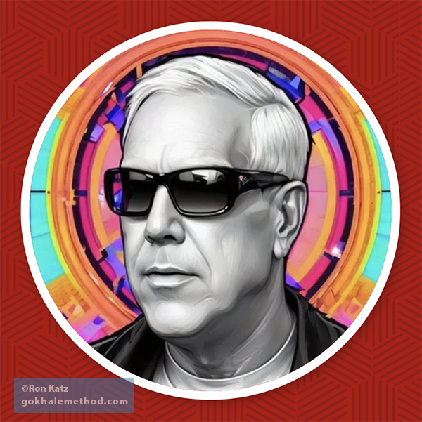 Website portrait/logo of Ronald Katz wearing sunglasses.