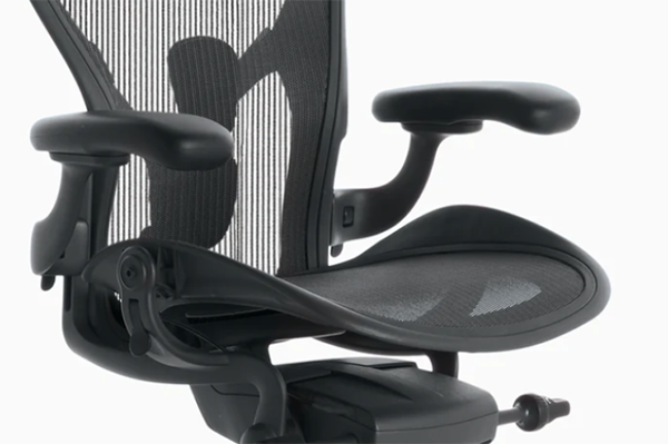 The Herman Miller Aeron Chair, front view at angle, cropped.