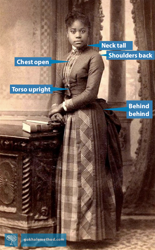 19thC African American woman standing with elegant, healthy posture.